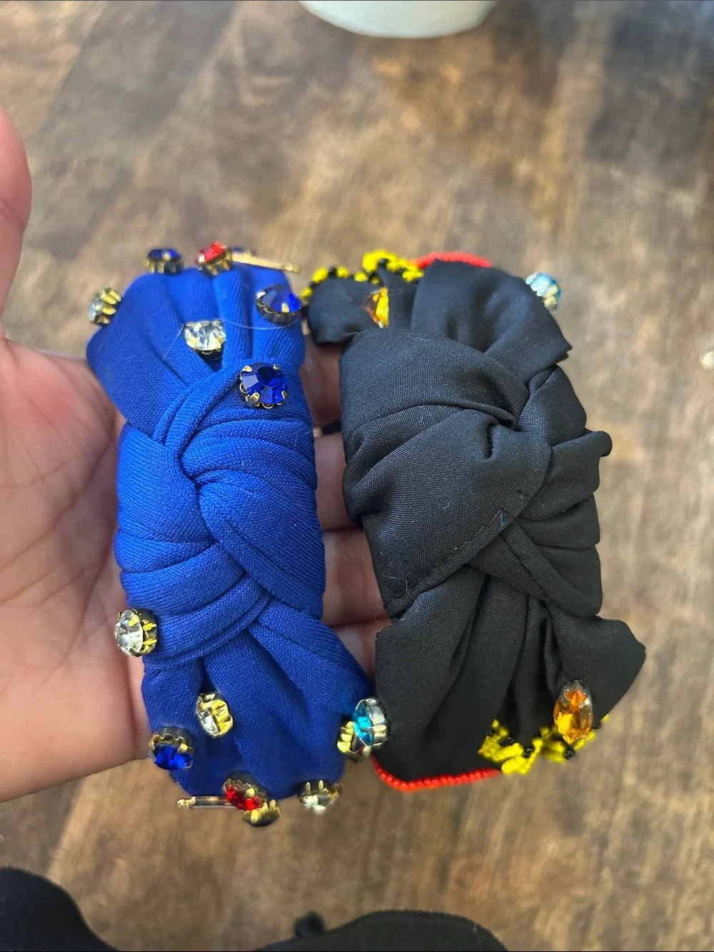 Embellished Kids Headband Set - Blue & Black